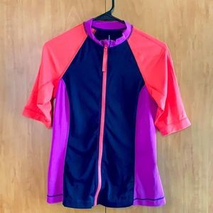 Lands end XS zip up swim bike outdoor style shirt